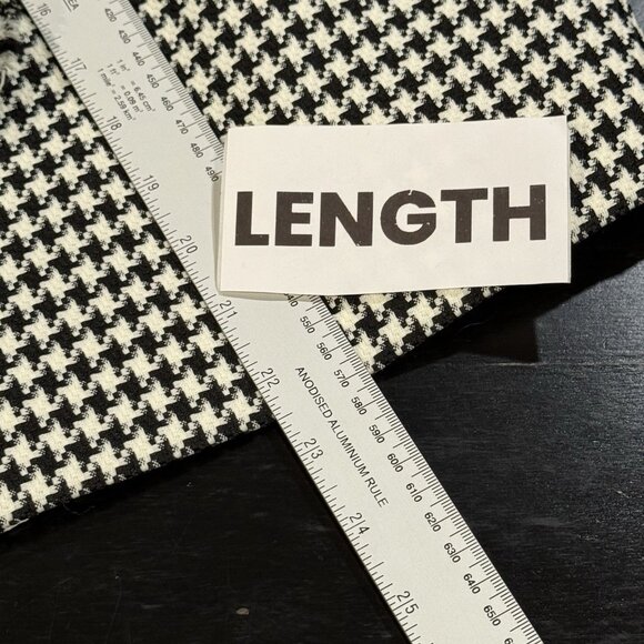 Tahari Houndstooth Fringe Black White Faux Wrap Knee Length Womens Skirt Size 16 - Picture 9 of 9